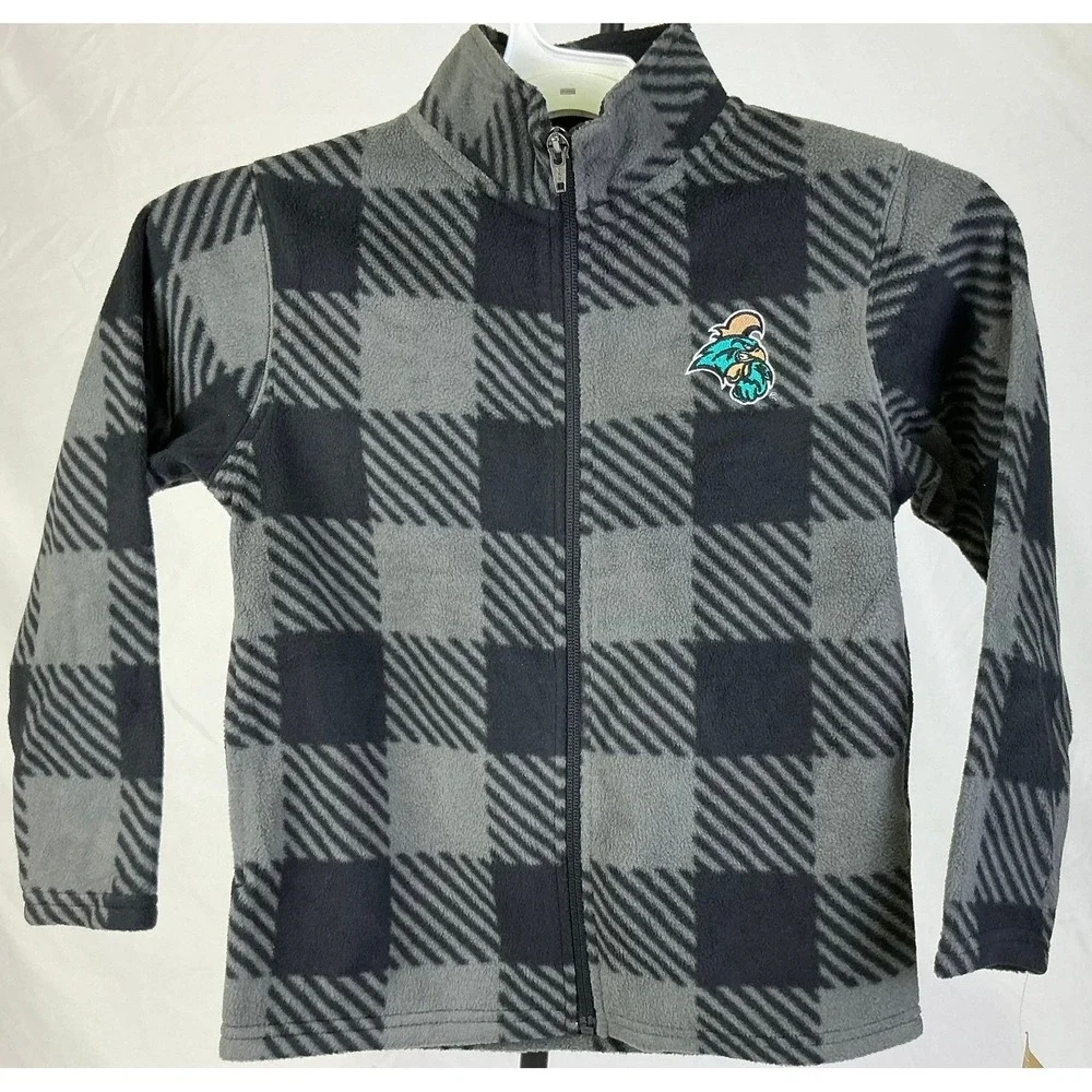 Rivalry Threads Kids Fleece Jacket Buffalo Plaid‎ Logo Zip Up Outerwear XS